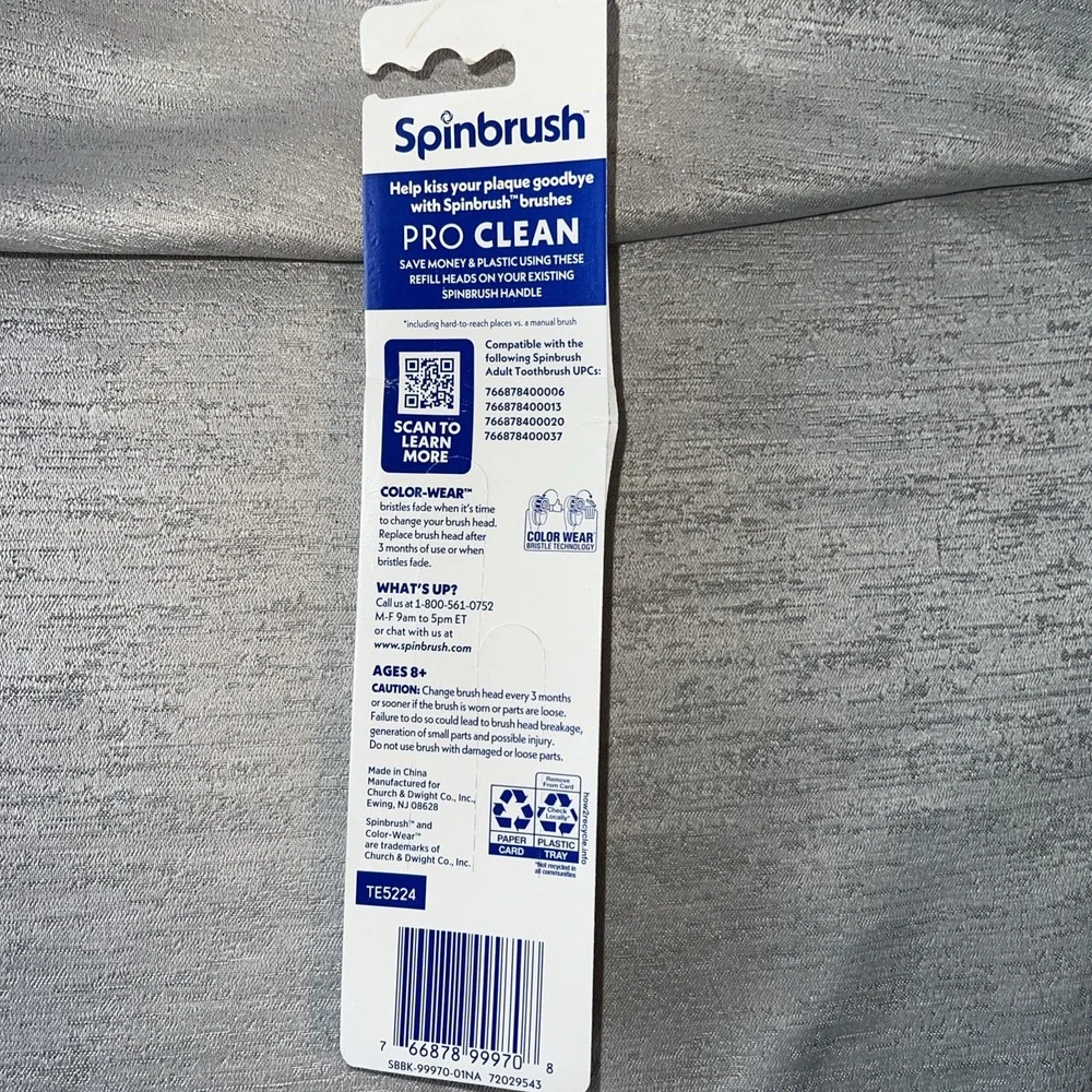 Spinbrush PRO Clean 2 Count Toothbrush Replacement Heads MEDIUM Dual Action